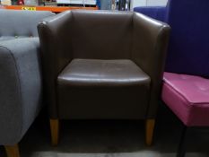 * 2 x brown leather easy chairs