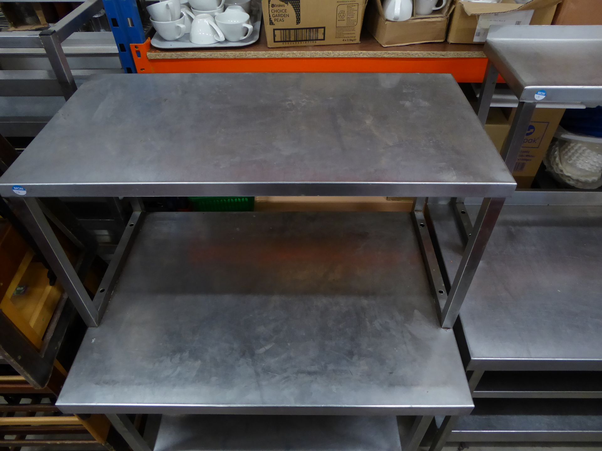 * S/S prep bench with over shelf and under shelf. 1000w x 700d x 1370h - Image 3 of 3