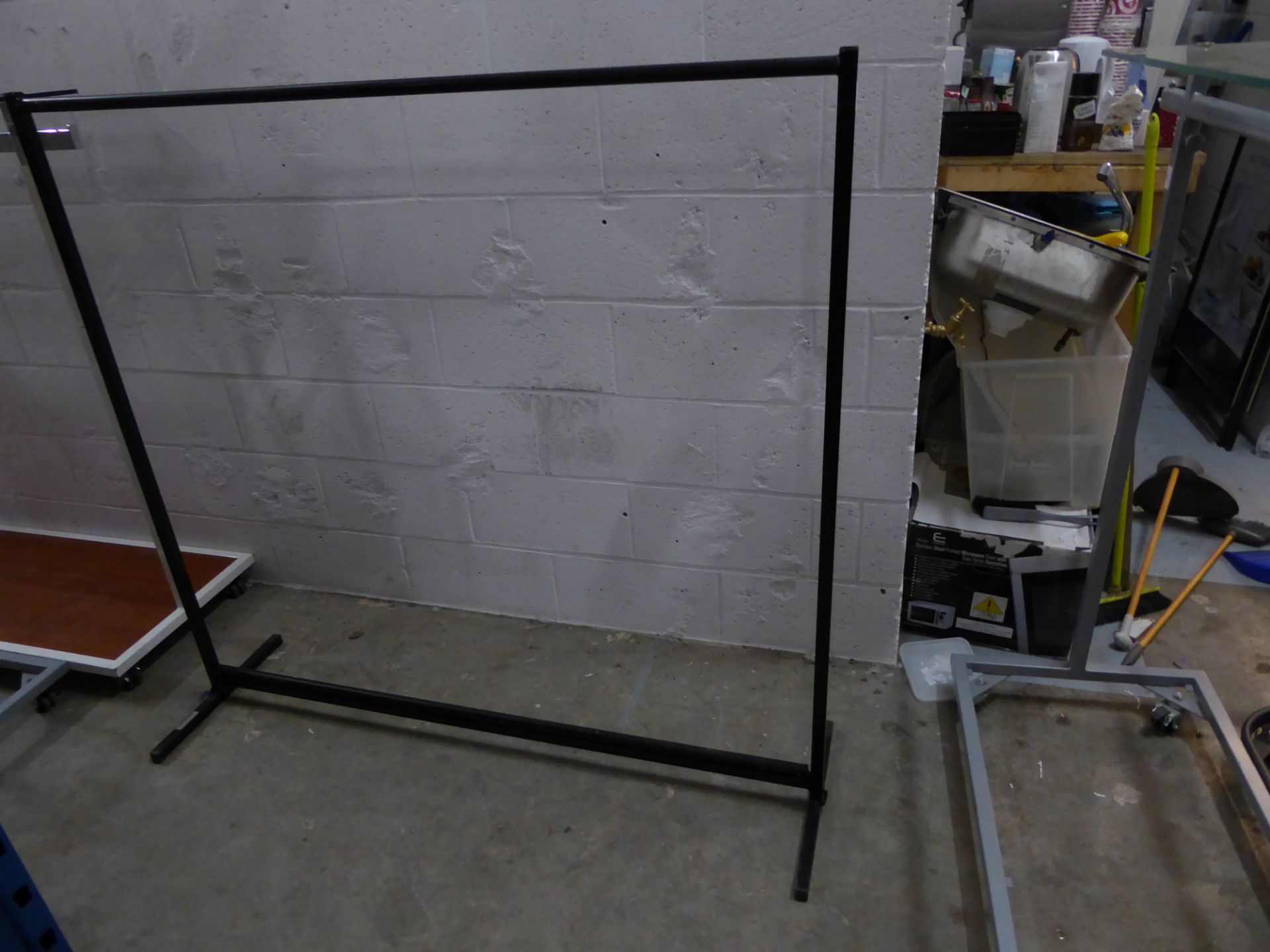 * 6 x black metal frame hanging rails 1530w x 470d x 1460h