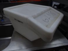 * solid plastic flip top bin