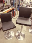 * 2 x black leather gas lift stools with chrome bases. (seat height from 630h to 830h)