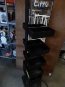 * black spinning stand with shelves - including bin at bottom - ideal for cosmetics
