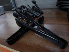 * black plastic tongs x 10