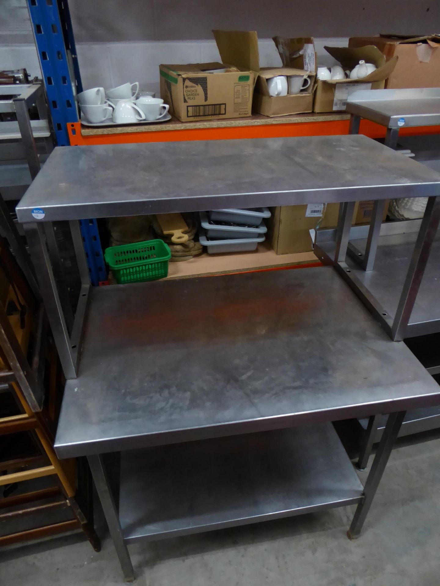 * S/S prep bench with over shelf and under shelf. 1000w x 700d x 1370h