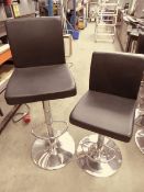 * 2 x black leather gas lift stools with chrome bases. (seat height from 630h to 830h)