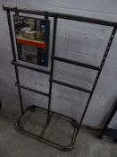 * grey metal clothes rail on castors with 4 adjustable half width rails and hook on mirror. 1130w