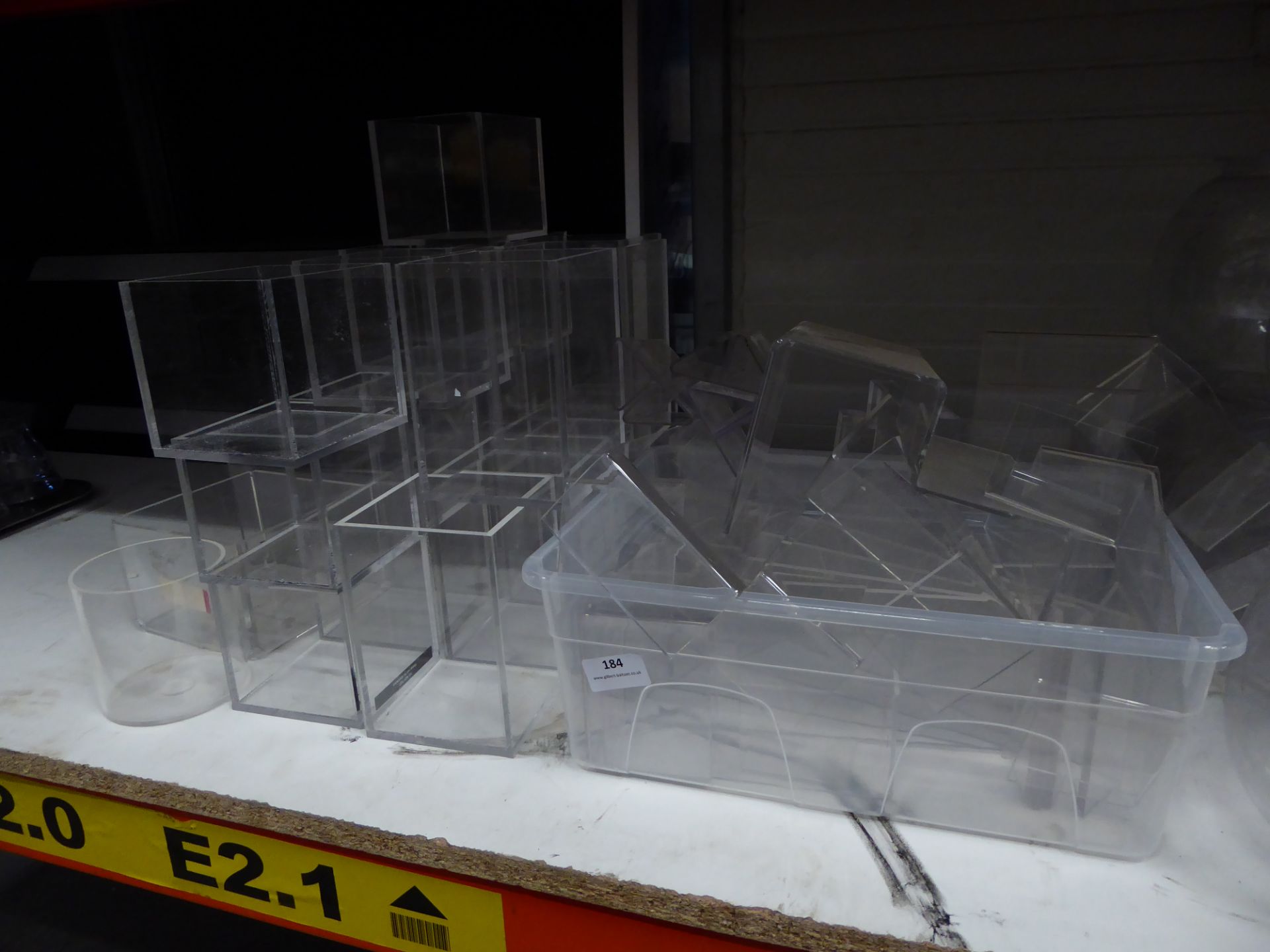 * large quantity (50+ items) of acrylic boxes, pots, stands