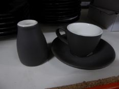 * new and boxed - slate and cream espresso cups x6 saucers x6 and milk jugs x12