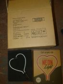 *Box of 4 Pink Heart Glass Neon Inserts