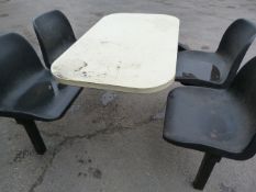 *Metal Framed Cafeteria Table with Four Plastic Se
