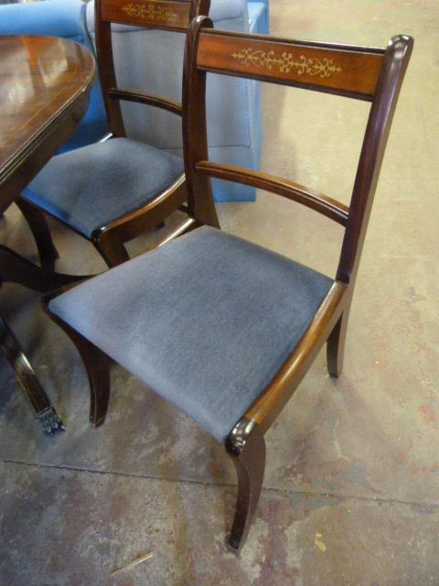 *10.5ft Dining/Boardroom Table with 12 Upholstered Chairs Inlaid with Brass - Image 3 of 3