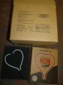 *Box of 4 Pink Heart Glass Neon Inserts