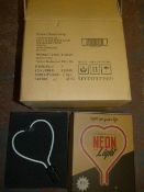 *Box of 4 Pink Heart Glass Neon Inserts