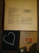 *Box of 4 Pink Heart Glass Neon Inserts