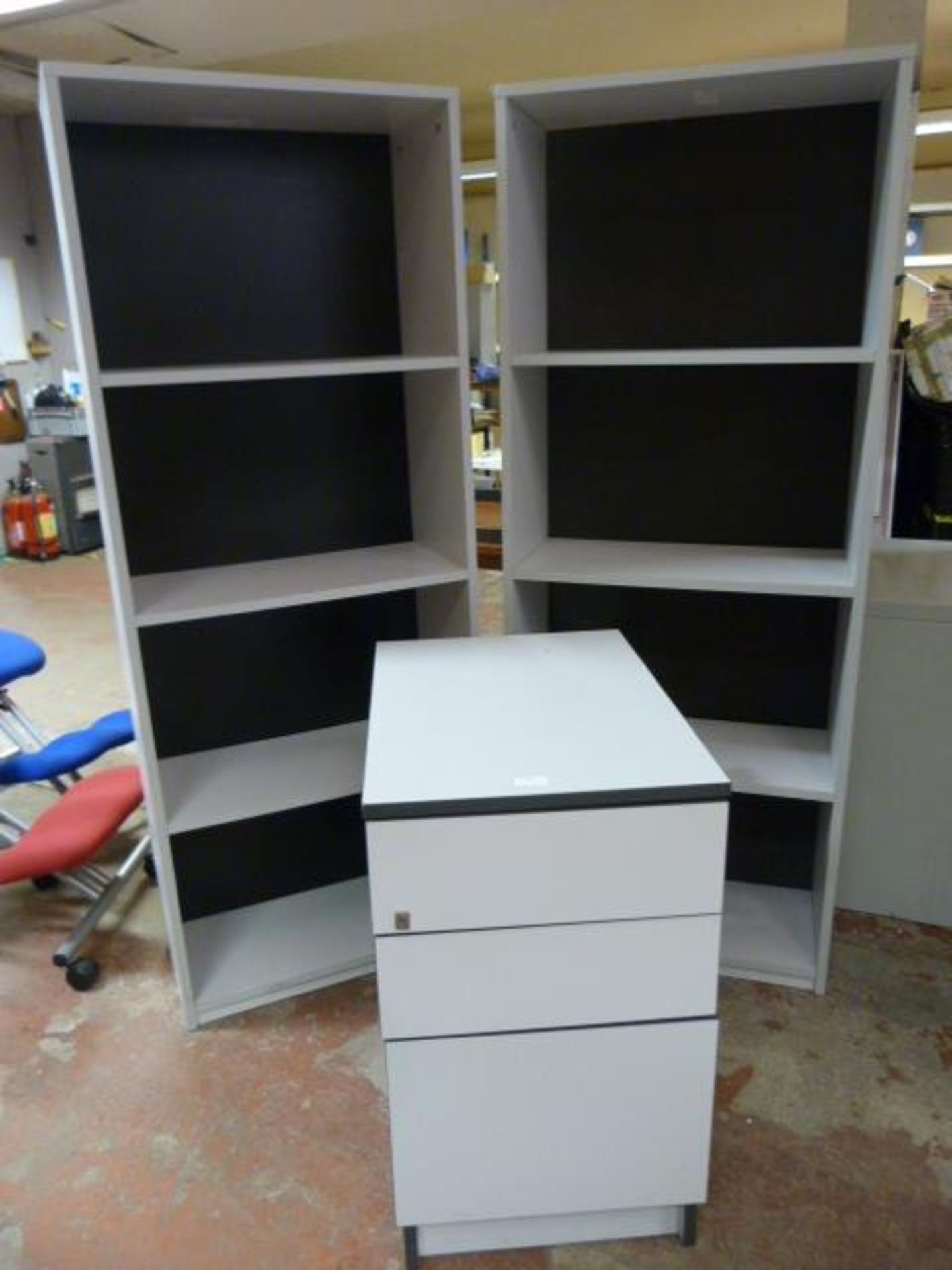 *Two Sets of Office Shelves ~160x62x30cm and a Three Drawer Storage Unit