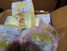 *Box of Easter Egg Hunt Kits, Plates, Napkins, an