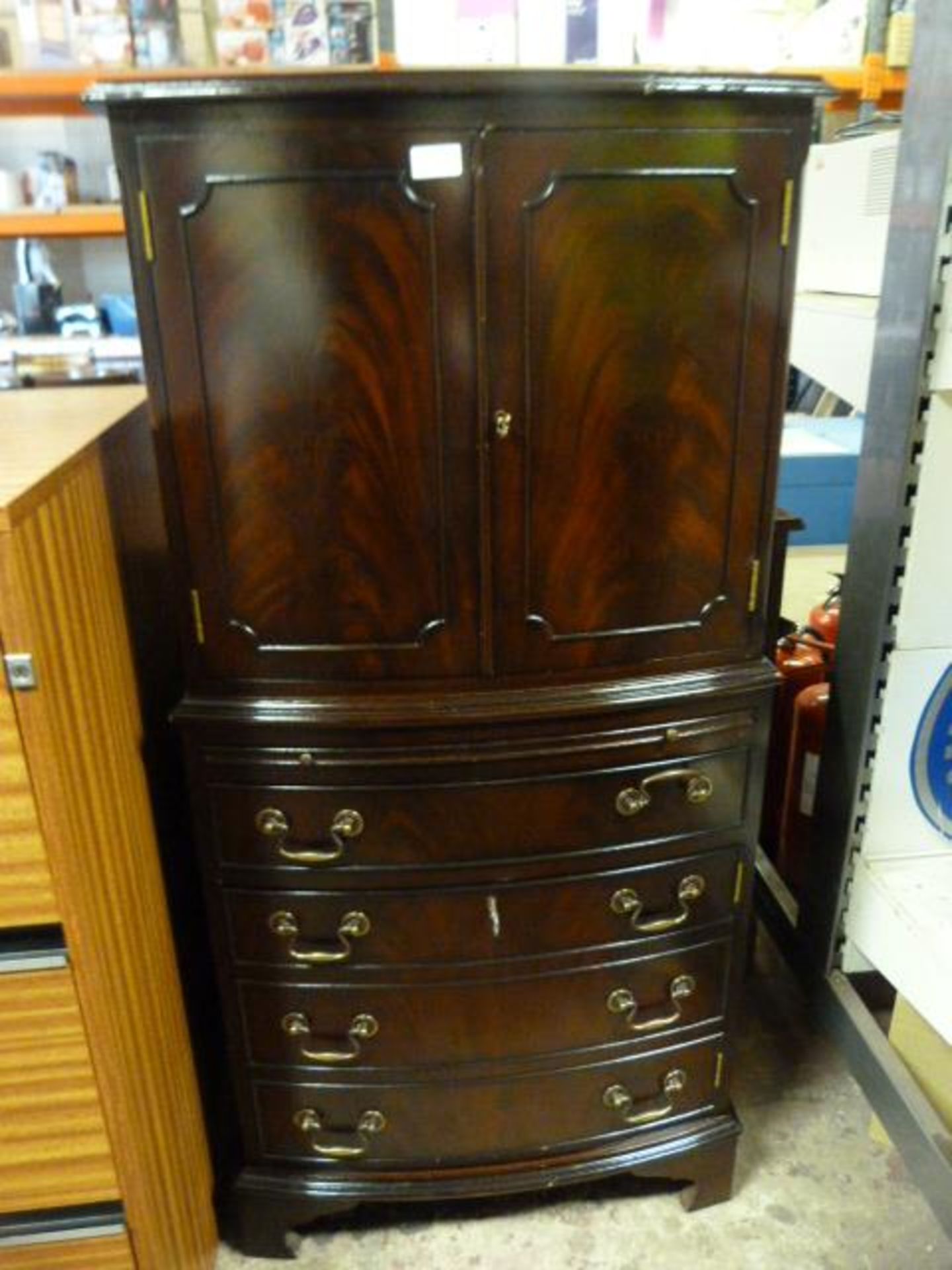 *Antique Style Mahogany Effect Cupboard with Four Drawers