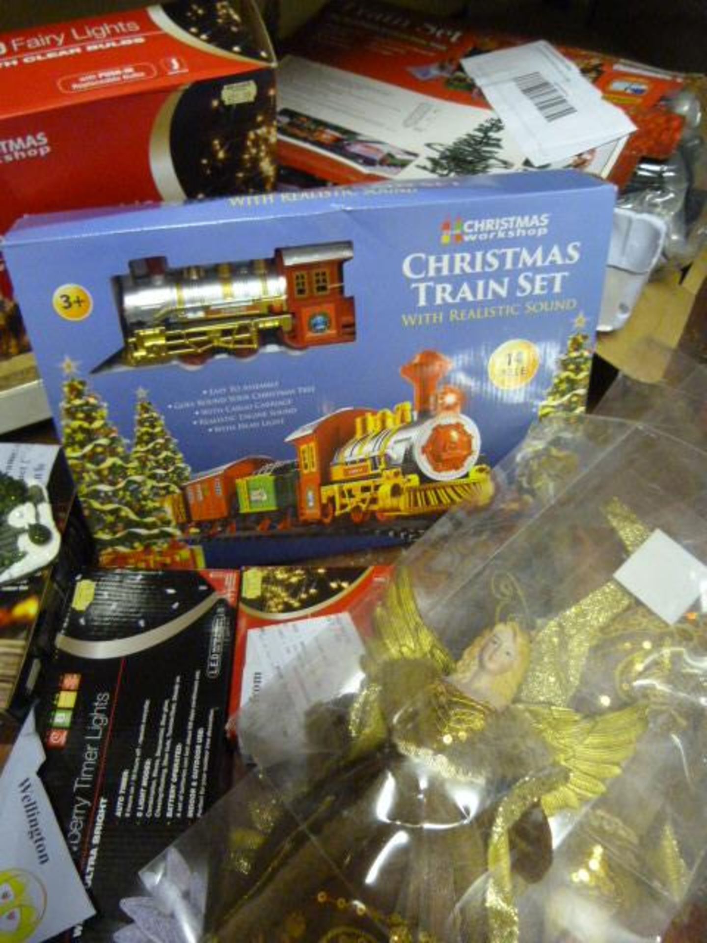 *Assorted Christmas Items Including Train Sets, Fa