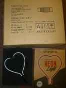 *Box of 4 Pink Heart Glass Neon Inserts