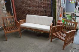 Patio Bench and Two Armchairs (cushions with bench