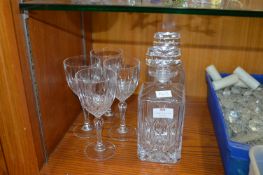 Pair of Matching Cut Glass Decanters and Four Wine Goblets