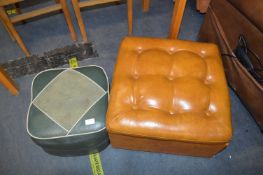 Leather Pouffe and a 1930's Leatherette Pouffe