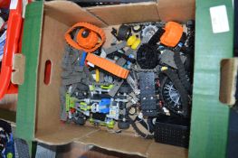 Small Box of Lego Including a Motor and Assorted Wheels, Buggy Parts, etc.