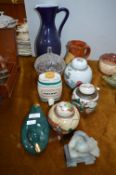 Pottery and Glassware, Ginger Jars, etc.