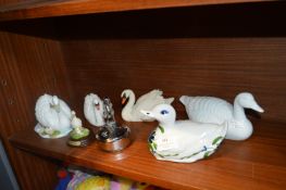 Swan and Duck Ornaments Including One Musical Orna