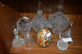 Crystal Glass - Bells, Dishes, Perfume Bottle and an Egg