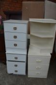 Two White Bedside Cabinets and Two Cream Bedside U