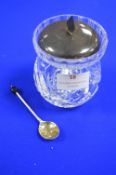 Hallmarked Sterling Silver Lidded Cut Glass Jam Po