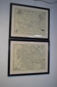 Two Framed Reproduction Maps of Yorkshire