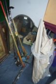 Vintage Beveled Edge Mirror, Golf Clubs and Window