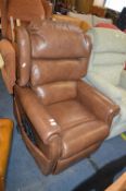 Brown Leather Electric Reclining Armchair