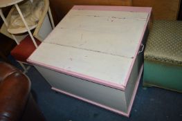 Pink & White painted Storage Box on Wheels