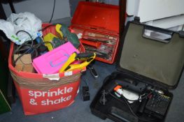 Assorted Tools Including Bosch Sander, Storage Box