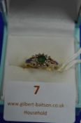 9k Gold Ring with Green Stone ~2.8g, Size: L