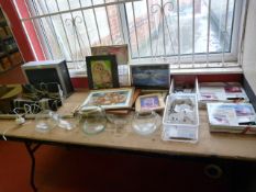 Miscellaneous Lot of Prints, Glass Bowls, Speakers