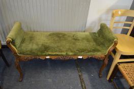 Double Stool with Green Velvet Upholstery