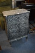 Modern Decorative Silver Effect Four Drawer Chest
