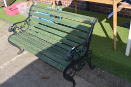 Green Painted Cast Iron Garden Bench
