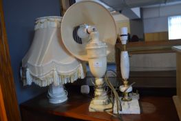 Alabaster and Pottery Table Lamps