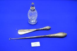 Silver Handled Button Hook and Shoe Horn and Cut G