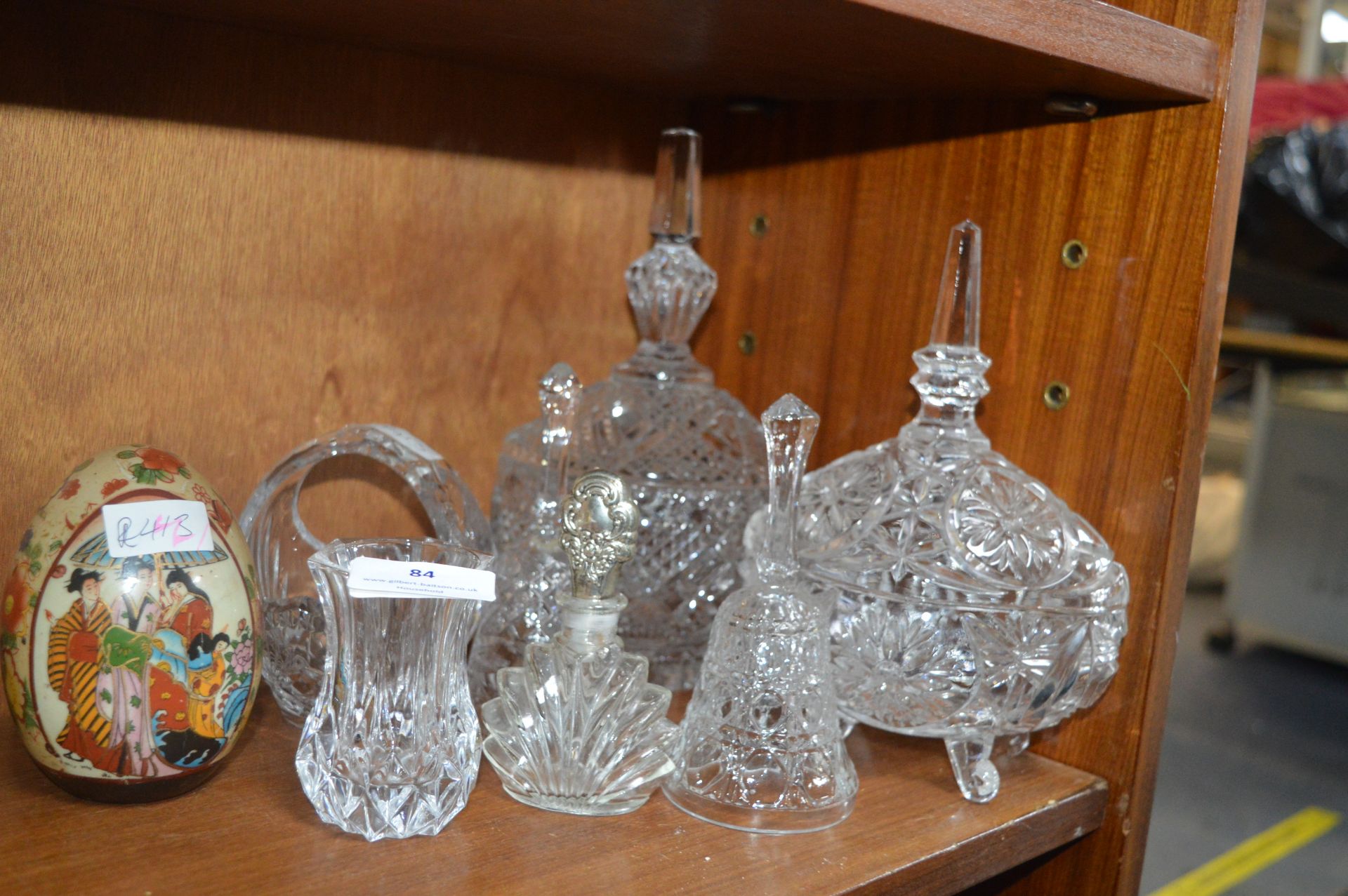 Crystal Perfume Bottle, Bon Bon Dishes, Bells, Trinket Boxes, etc.