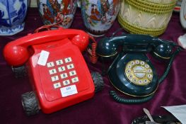 Red Direct Line Telephone plus a Green Phone