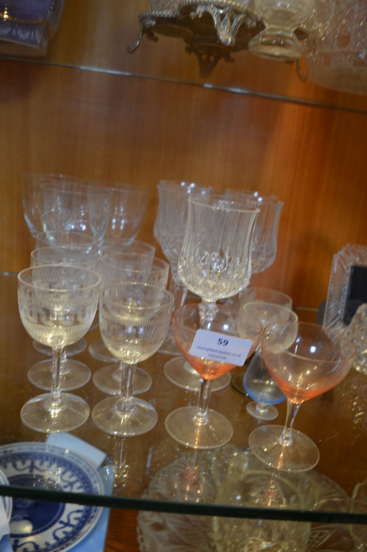 Assorted Cut Glass and Other Wine Glasses, etc.