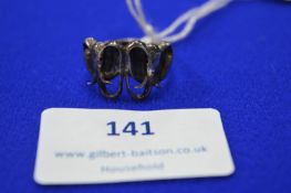 Indian Silver Ring with Two Elephants