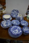 Willow Pattern Blue & White Dishes, Tureens, Plate