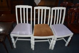 Three White Painted Dining Chairs